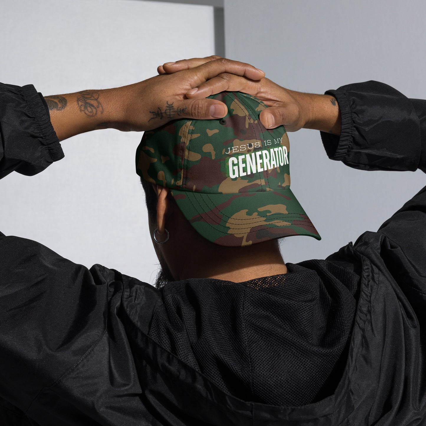 Jesus Is My Generator embroidered dad hat – Christian faith-based cap for men and women