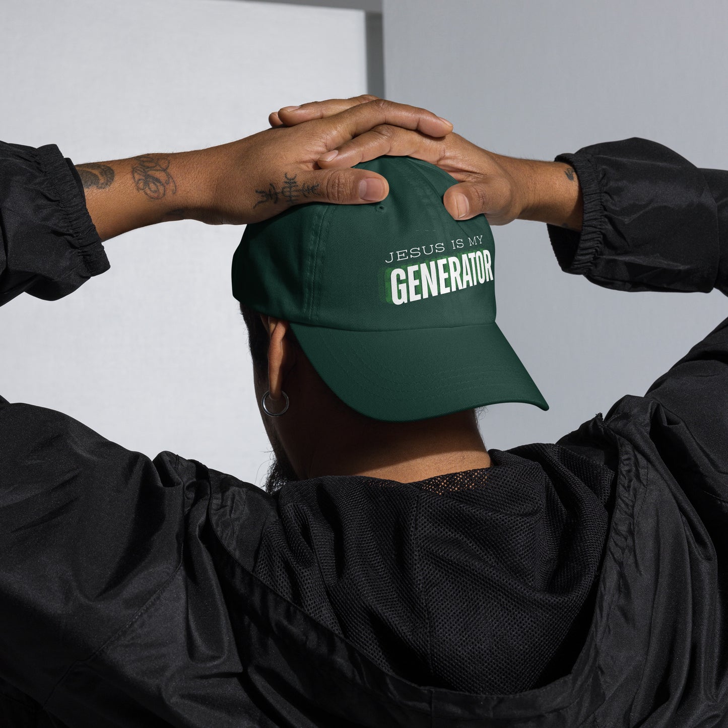 Jesus Is My Generator embroidered dad hat – Christian faith-based cap for men and women