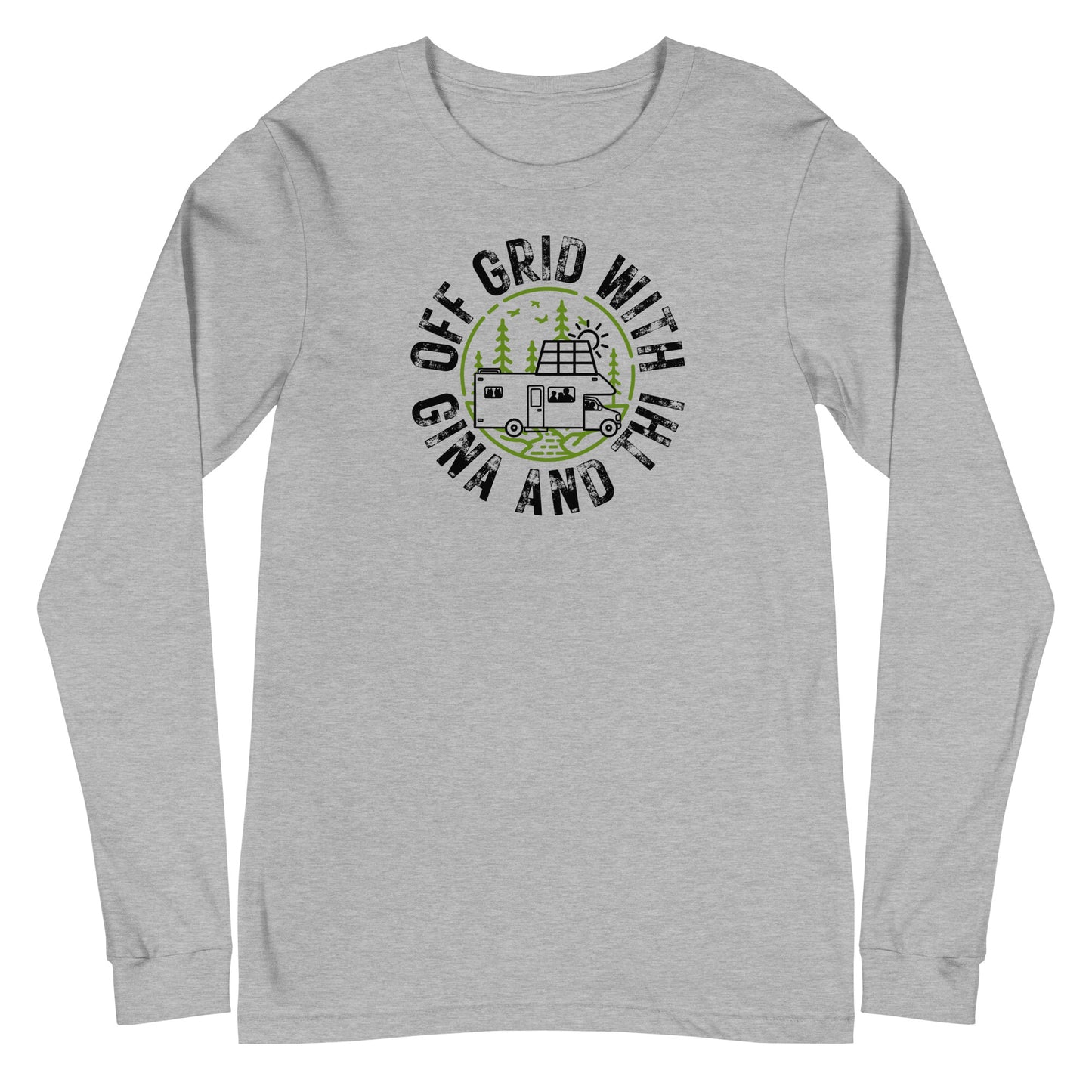 Off Grid with Gina & Thi logo long sleeve t-shirt β Bella + Canvas 3501 versatile fit in soft cotton