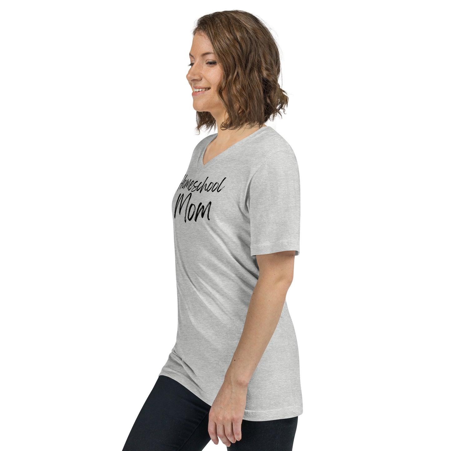 Soft Christian v-neck t-shirt for homeschool moms β Philippians 4:13 scripture design.