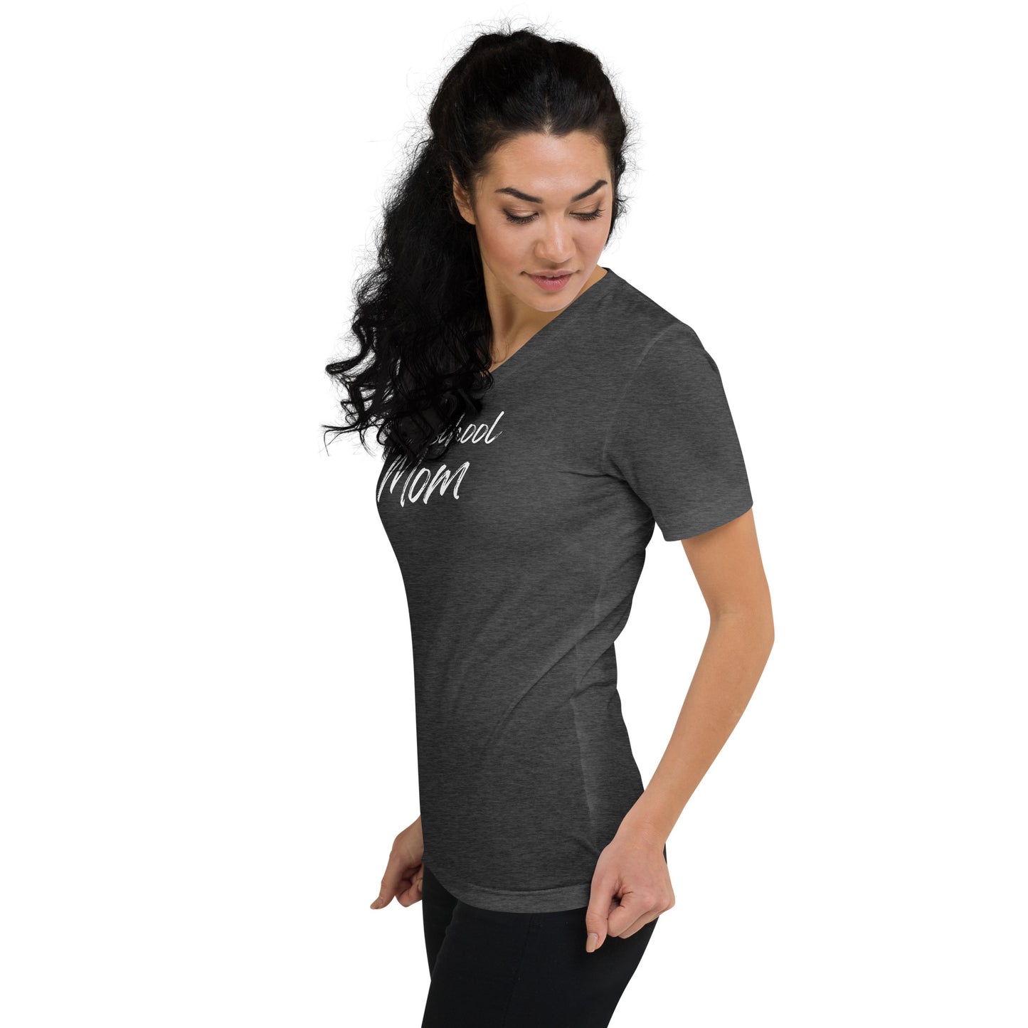 Soft Christian v-neck t-shirt for homeschool moms β Philippians 4:13 scripture design.