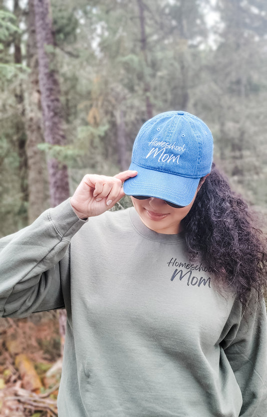 Pigment-dyed Christian denim hat — unisex faith-inspired accessory by Morning Flora Devotionals.
