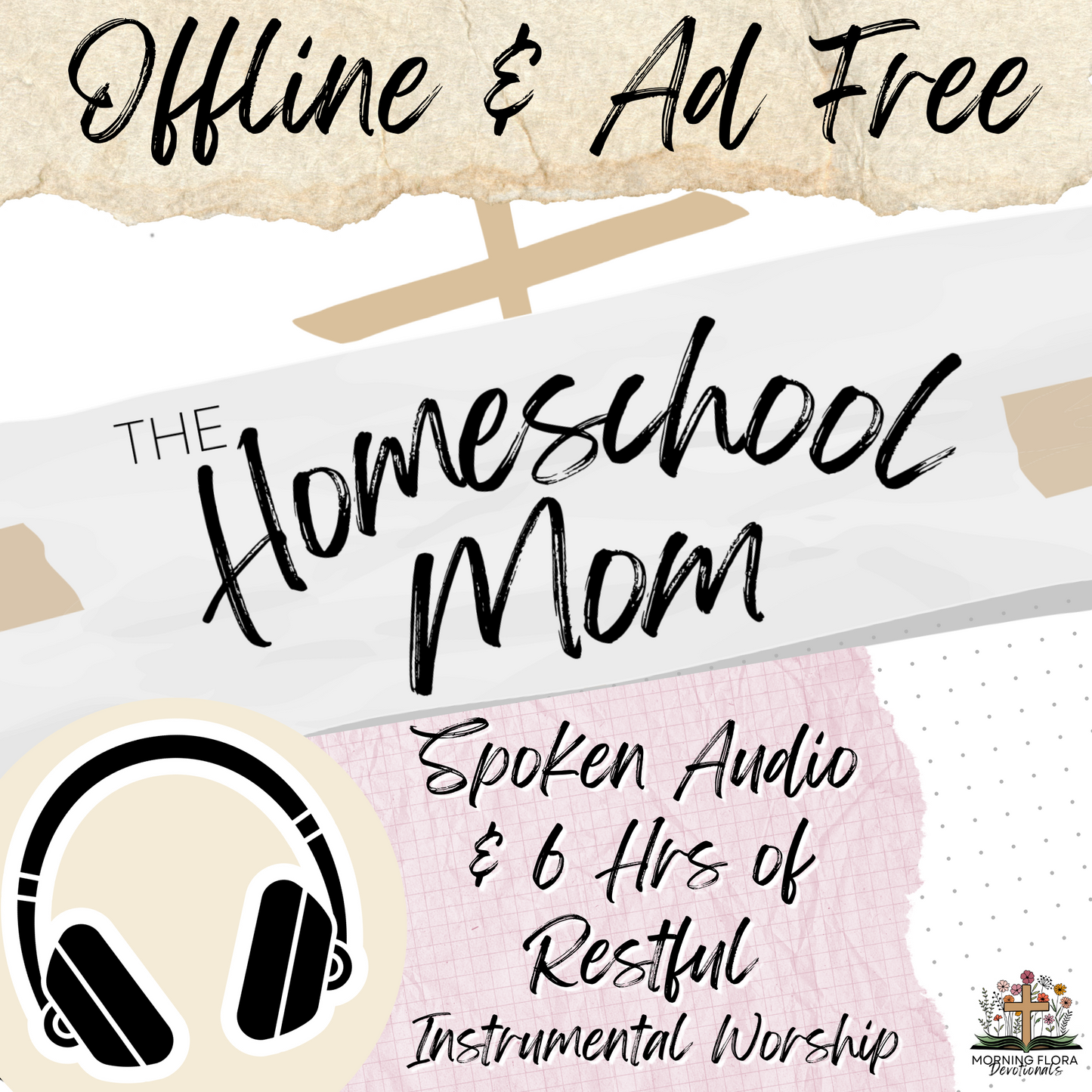 Homeschool Mom Devotional audio bundle — 30 narrated MP3 devotionals and 3 hours of instrumental worship music for journaling, prayer, and reflection.