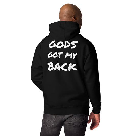 Christian hoodie Romans 8:31 scripture front and God’s Got My Back back