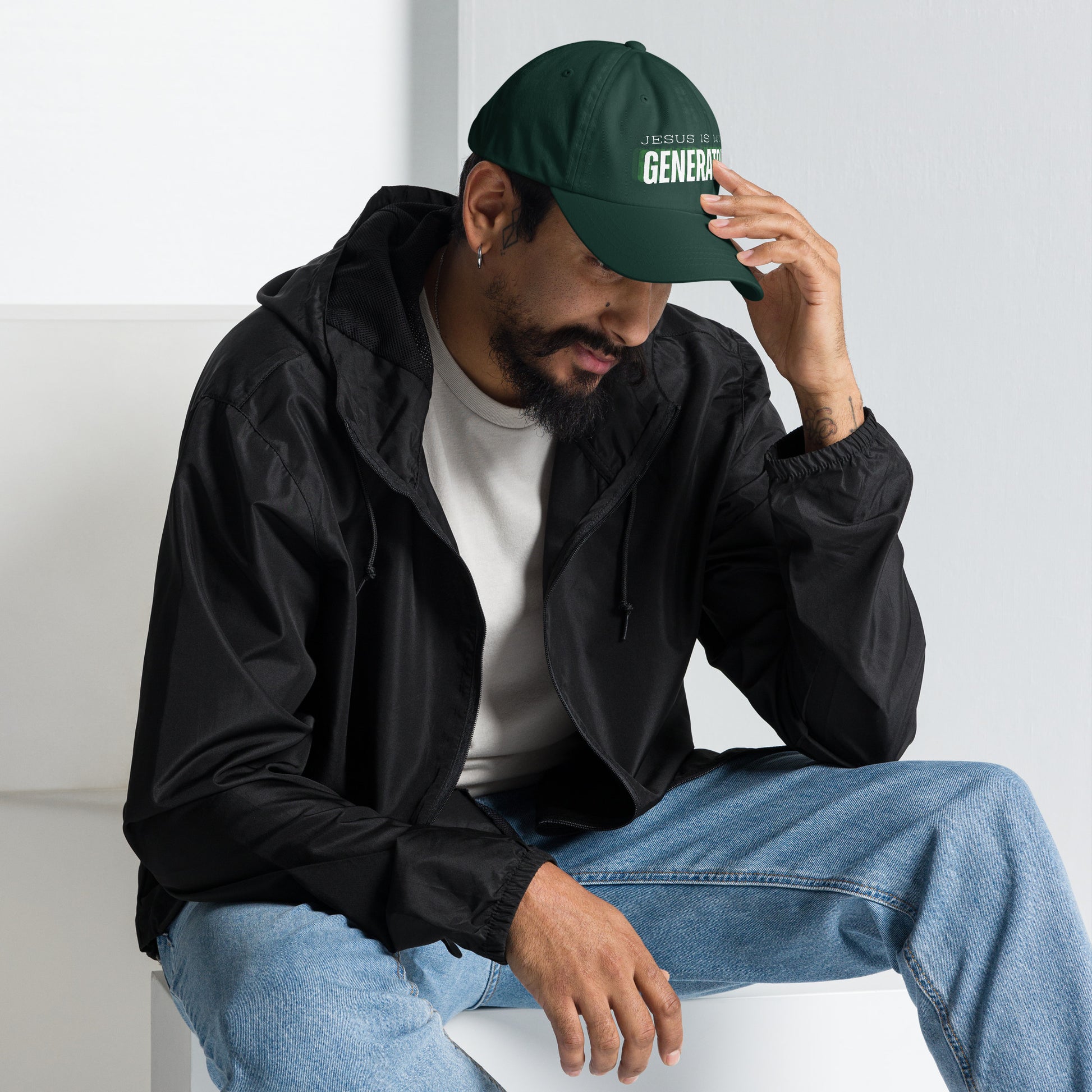 Jesus Is My Generator embroidered dad hat – Christian faith-based cap for men and women