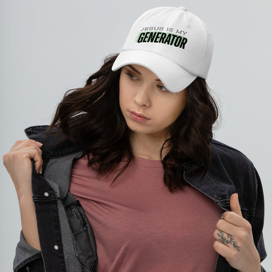 Jesus Is My Generator embroidered dad hat – Christian faith-based cap for men and women
