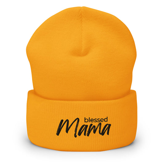 “Blessed Mama embroidered beanie – Christian winter hat for moms and homeschoolers”