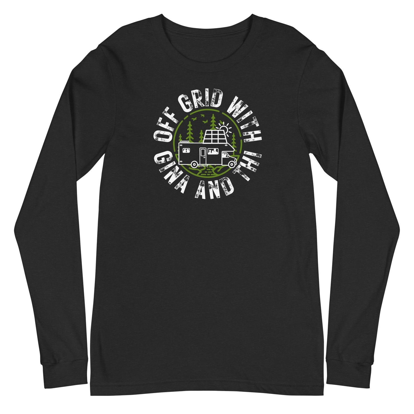 Off Grid with Gina & Thi logo long sleeve t-shirt — Bella + Canvas 3501 versatile fit in soft cotton