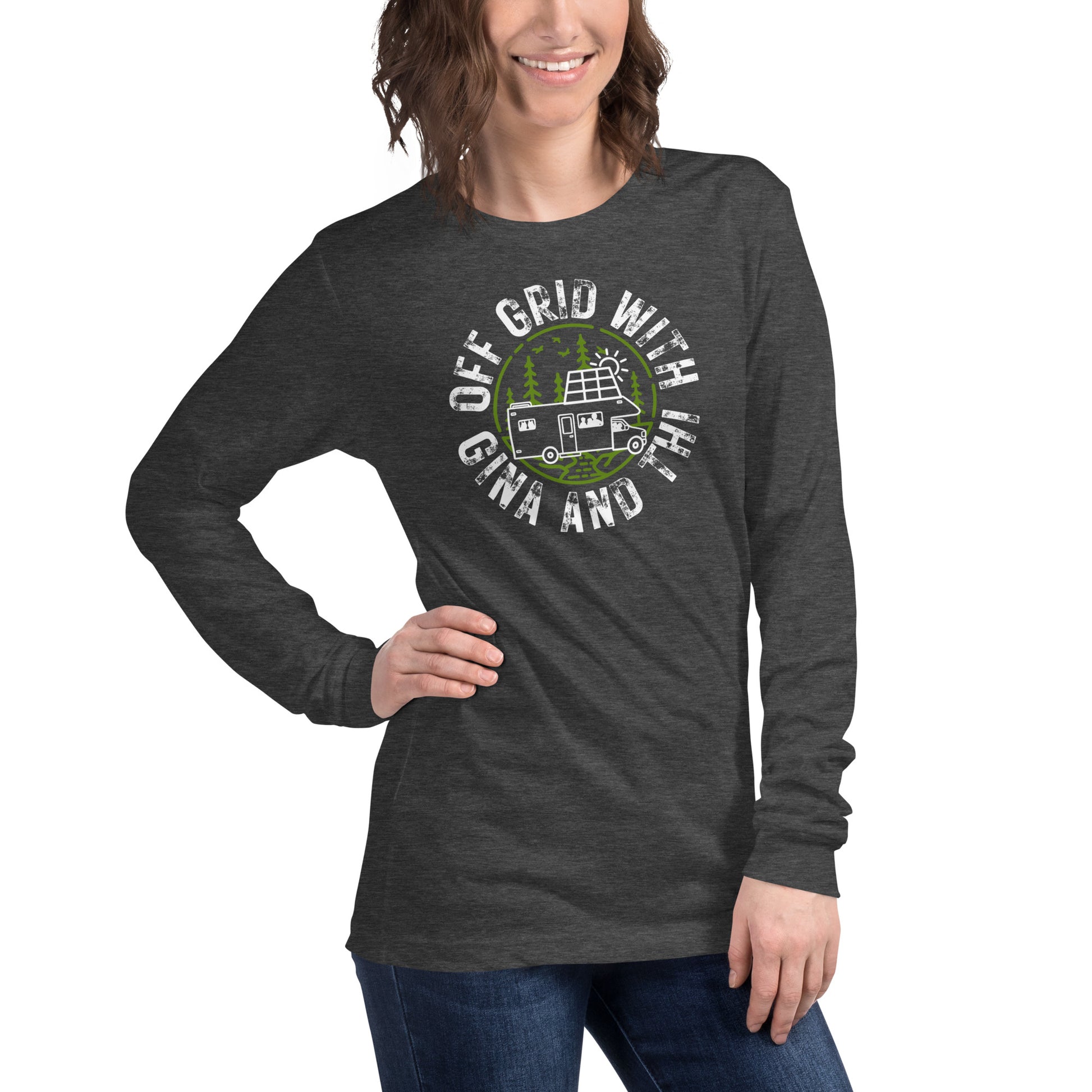 Off Grid with Gina & Thi logo long sleeve t-shirt — Bella + Canvas 3501 versatile fit in soft cotton