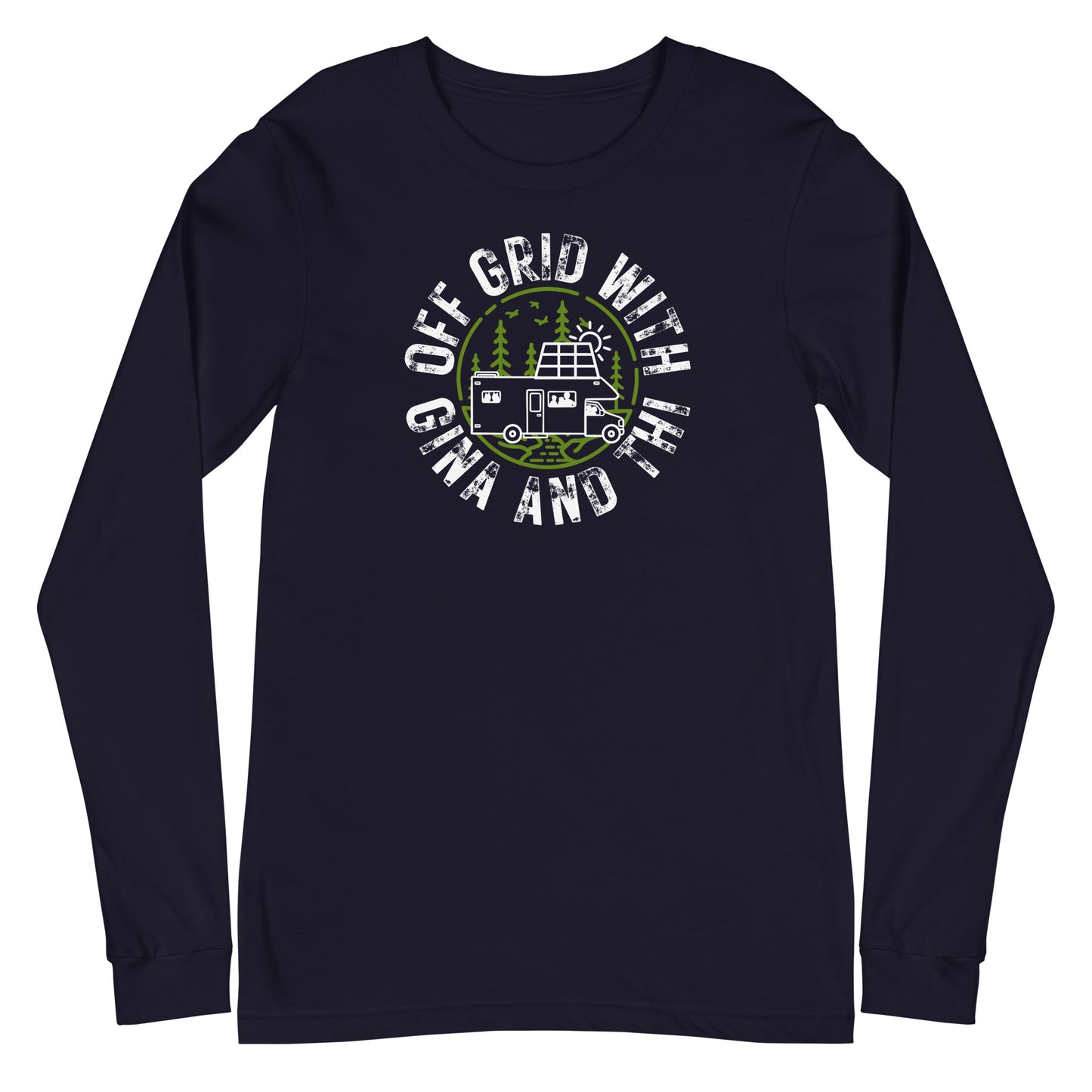 Off Grid with Gina & Thi logo long sleeve t-shirt — Bella + Canvas 3501 versatile fit in soft cotton