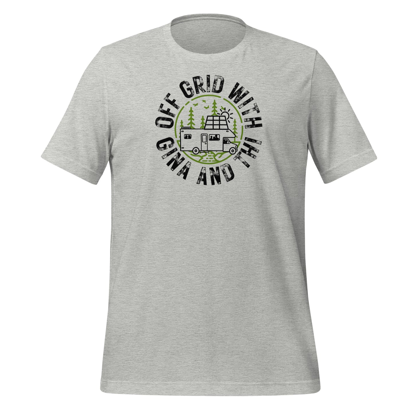 Off Grid with Gina and Thi logo Grey t-shirt — soft lightweight cotton shirt for homesteaders and intentional living