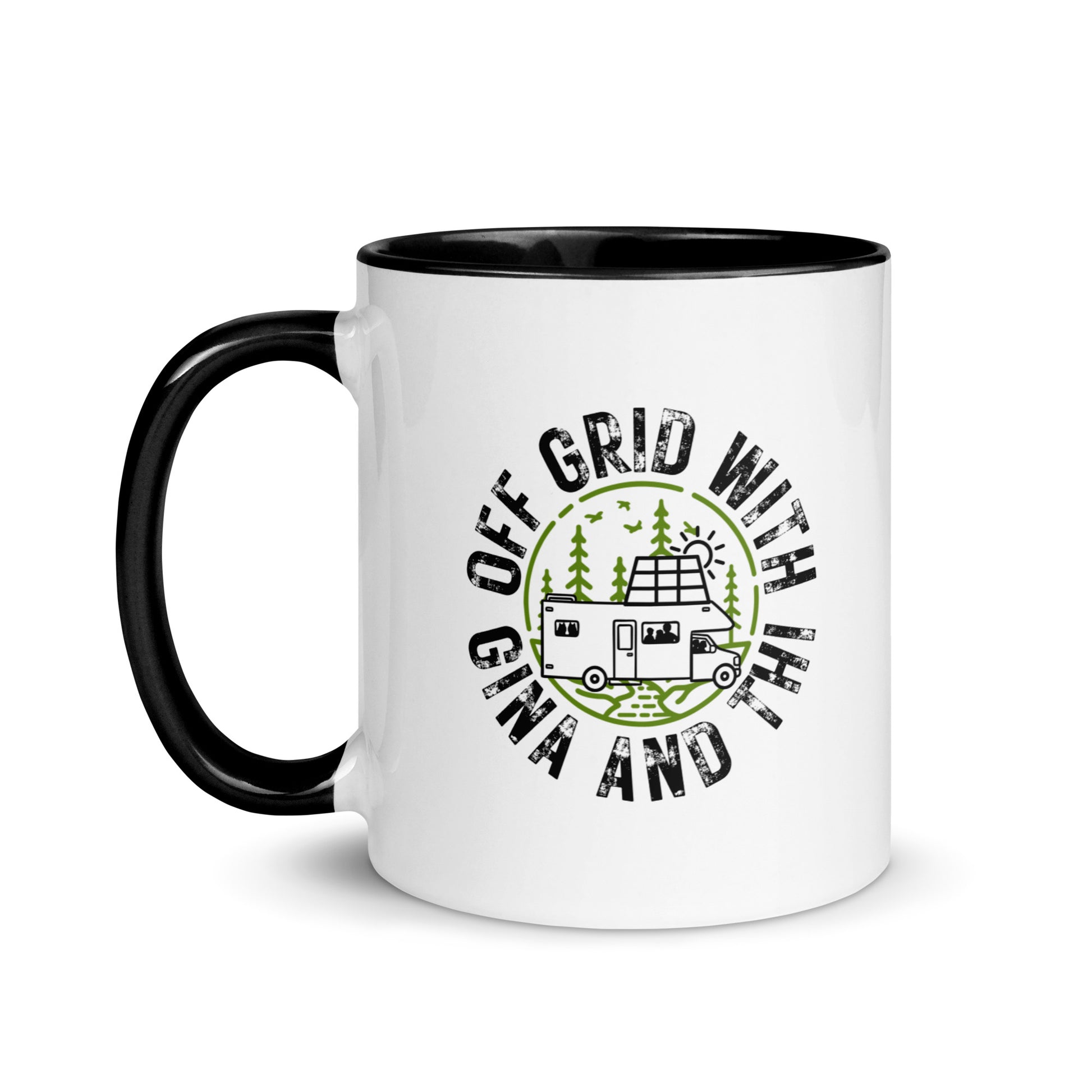 Ceramic off-grid living mug with colorful accents — perfect for homesteading fans.