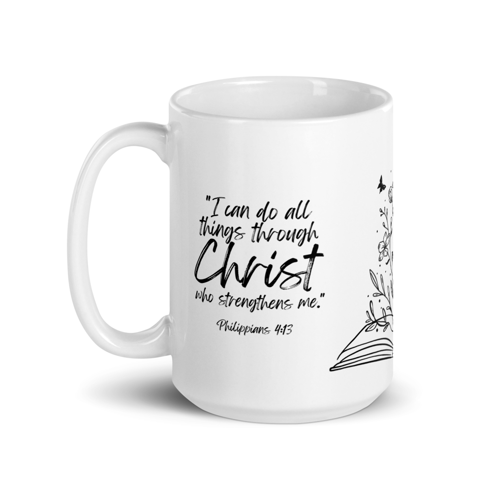 PHILIPPIANS 4:13 HOMESCHOOL MOM WHITE MUG